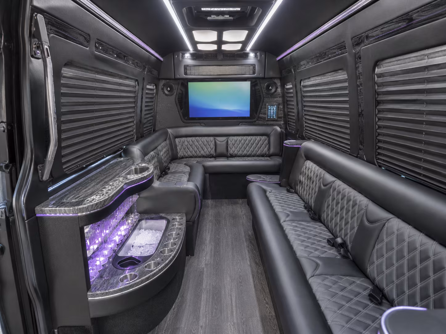 bloomington 30 passenger party bus interior