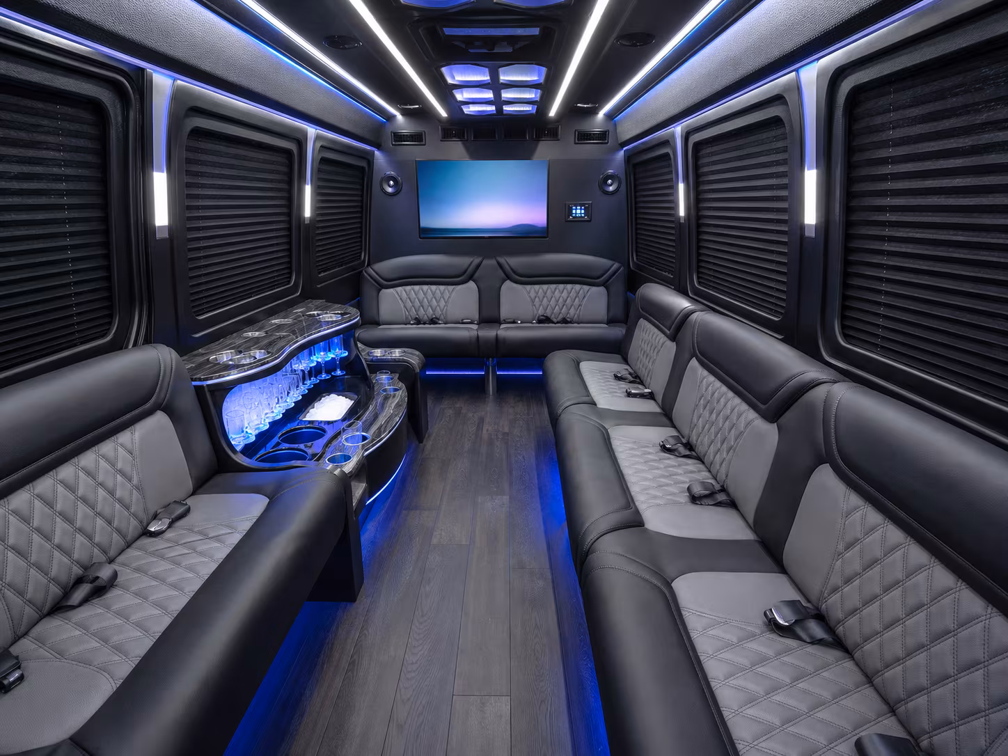 bloomington 40 passenger party bus interior